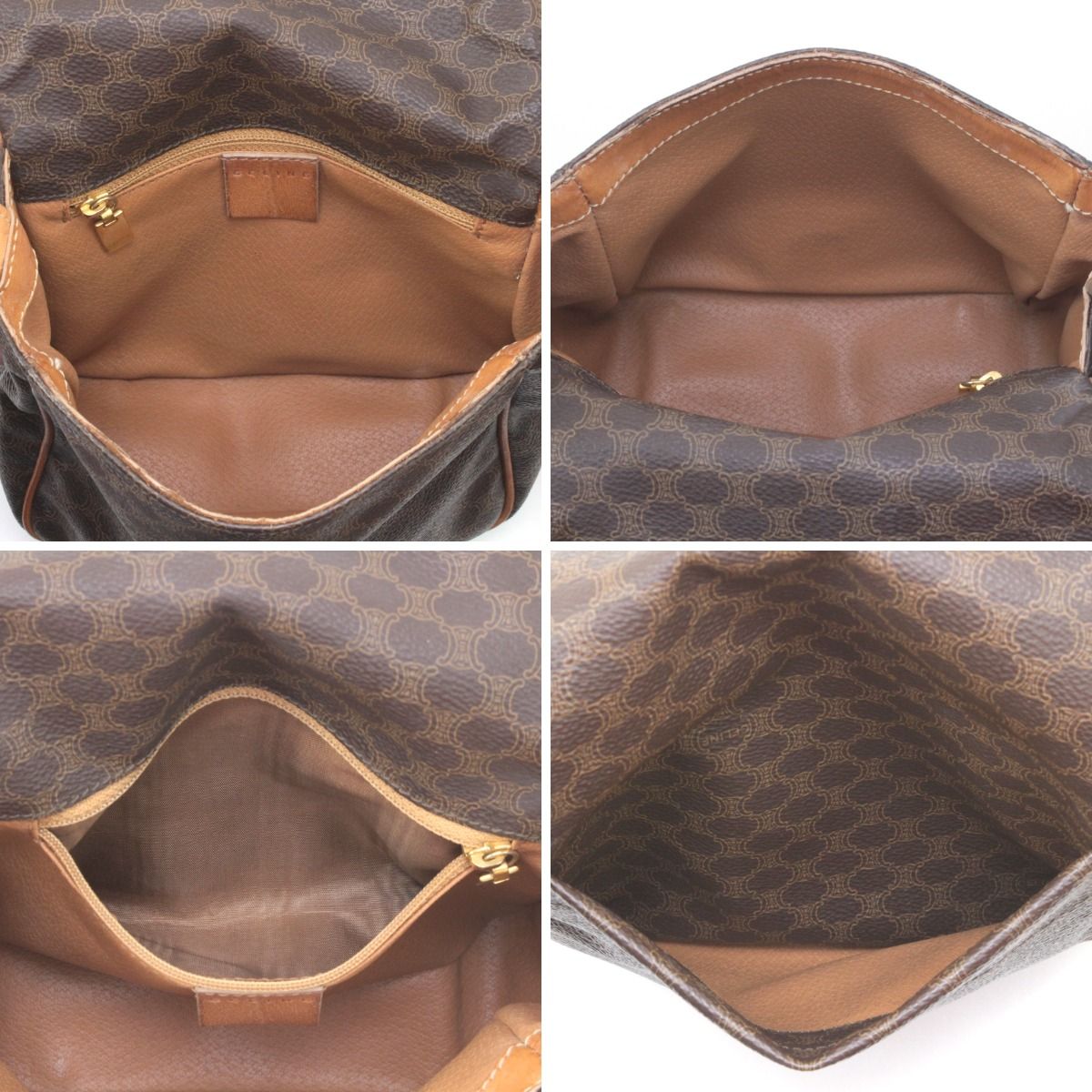 Celine Macadam Pattern Shoulder Bag Brown — view 9