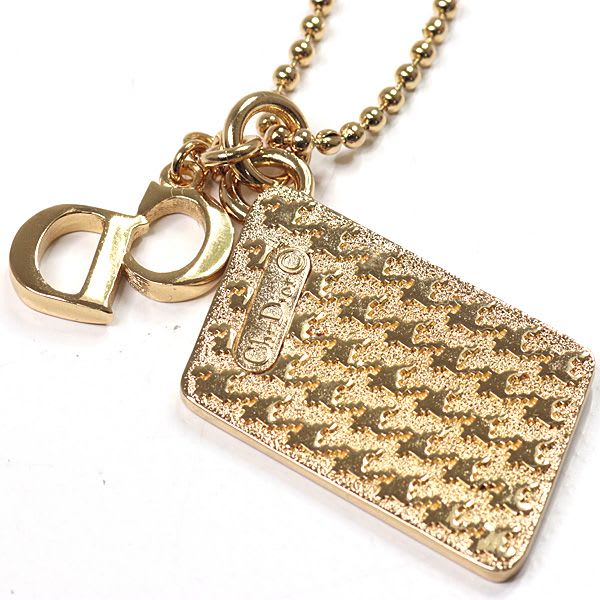Dior Houndstooth Long Necklace Gold Color Metal 81.5 cm CD Logo — view 5