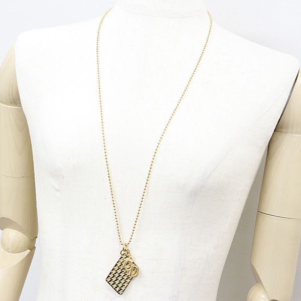 Dior Houndstooth Long Necklace Gold Color Metal 81.5 cm CD Logo — view 7