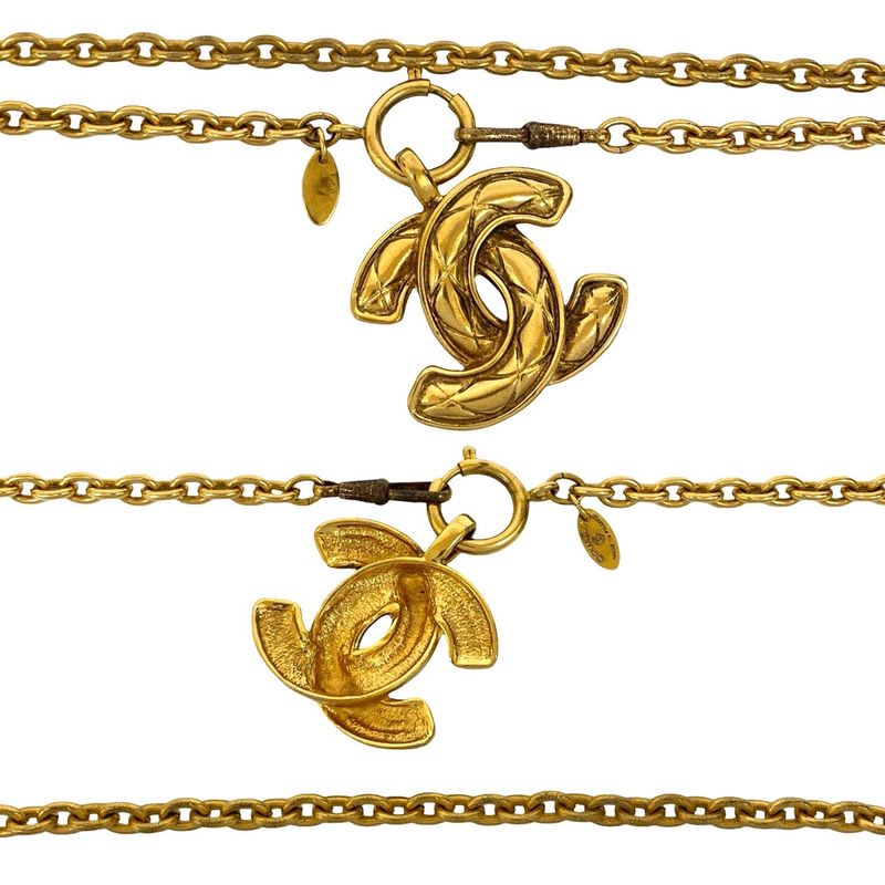 Chanel Vintage Coco Mark Motif GP Chain Necklace Pendant Accessory — view 3