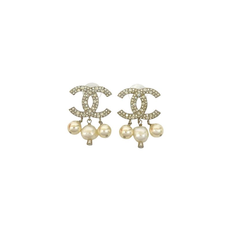 Chanel Coco Mark Motif Plated Rhinestone Faux Pearl 17BK — view 4