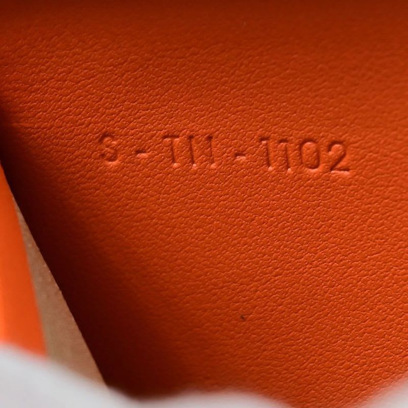 Celine Long Wallet Round Zipper Orange Beige Leather Linen 09 Bs057 — view 9