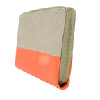 Celine Long Wallet Round Zipper Orange Beige Leather Linen 09 Bs057 — view 2