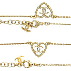 Chanel Coco Mark Heart Motif Rhinestone Plated Chain Necklace 25CP — view 3