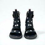 Louis Vuitton Moonlight Line Boots Short Shoes Satin Black White Dot Belt — view 3