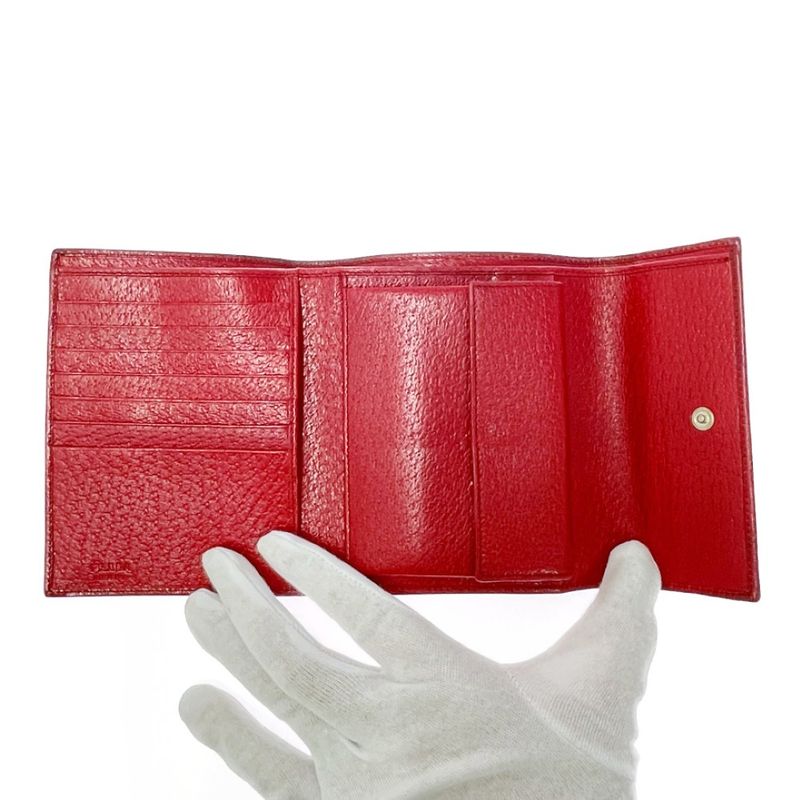 Prada Leather Trifold Wallet Red — view 6