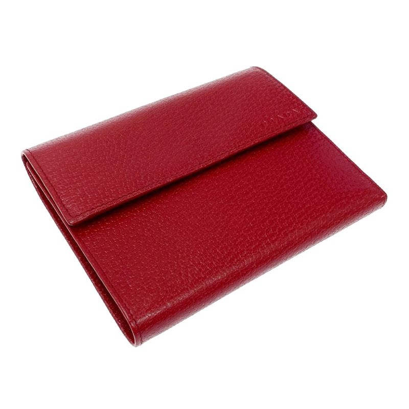 Prada Leather Trifold Wallet Red — view 3