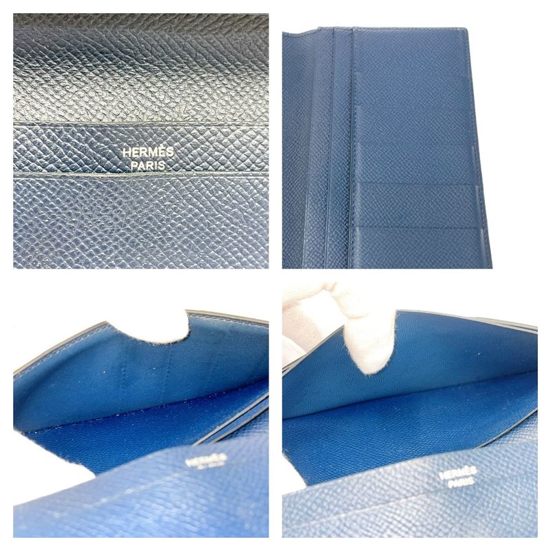 Hermes Epson Mc2 Fleming Long Wallet in Navy Engraved — view 8