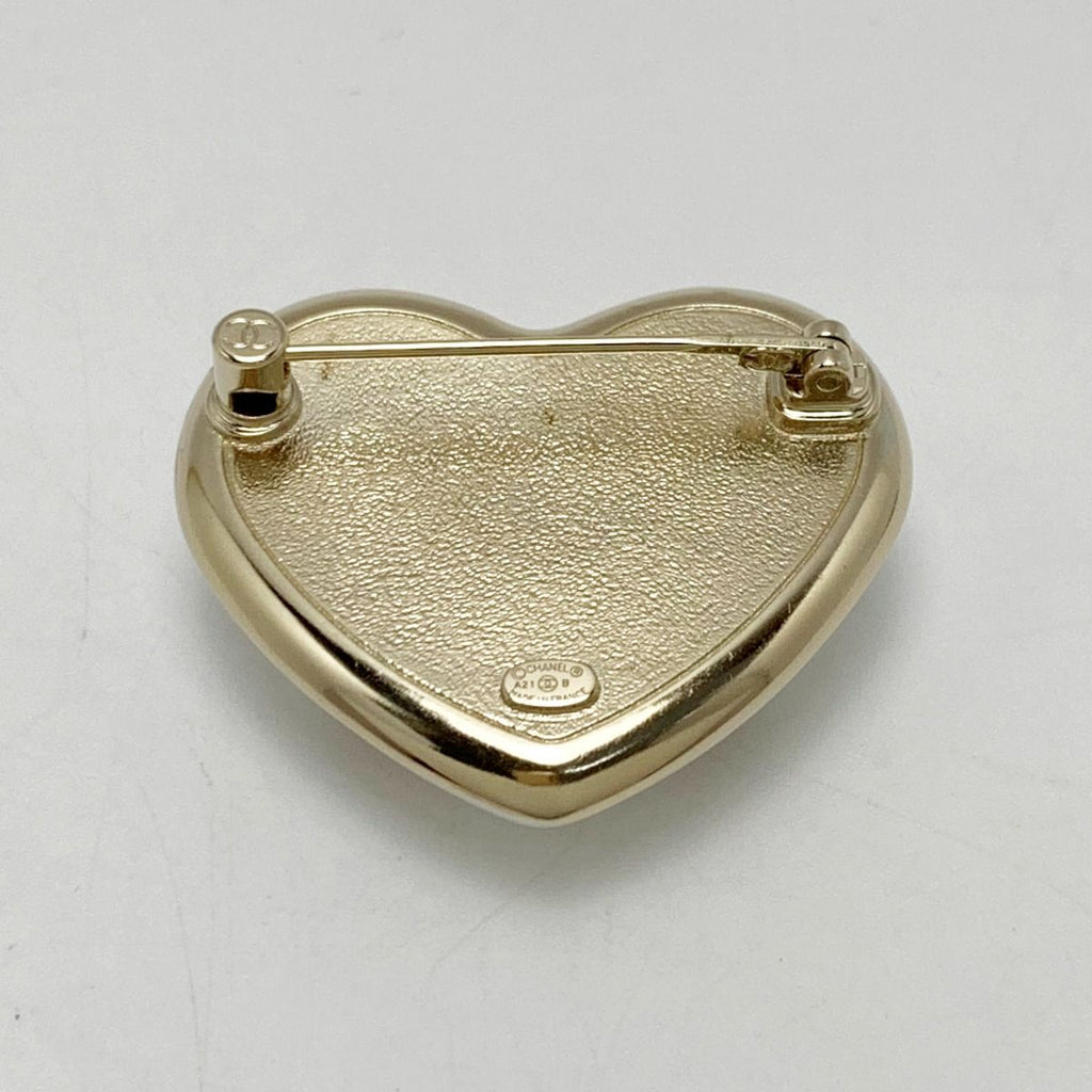 Chanel Heart Coco Mark Rhinestone A21 B Gold Brooch — view 4