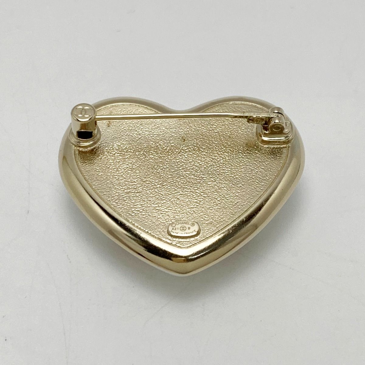 Chanel Heart Coco Mark Rhinestone A21 B Gold Brooch — view 4