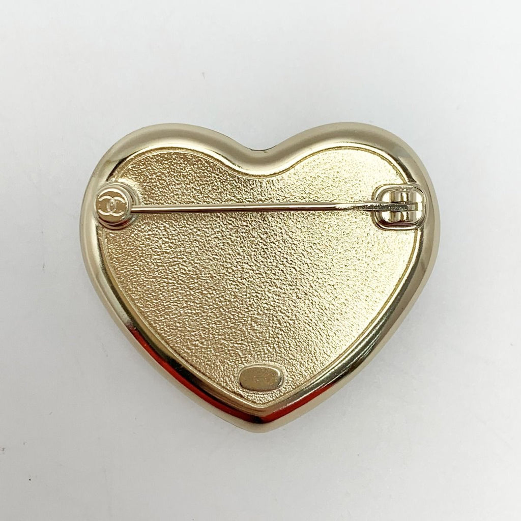 Chanel Heart Coco Mark Rhinestone A21 B Gold Brooch — view 3