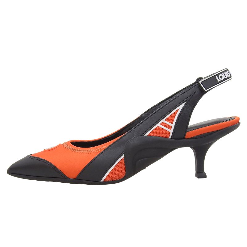 Louis Vuitton Arc Light Line Leather Use Satin Rubber Logo Back Strap Pumps — view 2