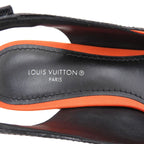 Louis Vuitton Arc Light Line Leather Use Satin Rubber Logo Back Strap Pumps — view 7