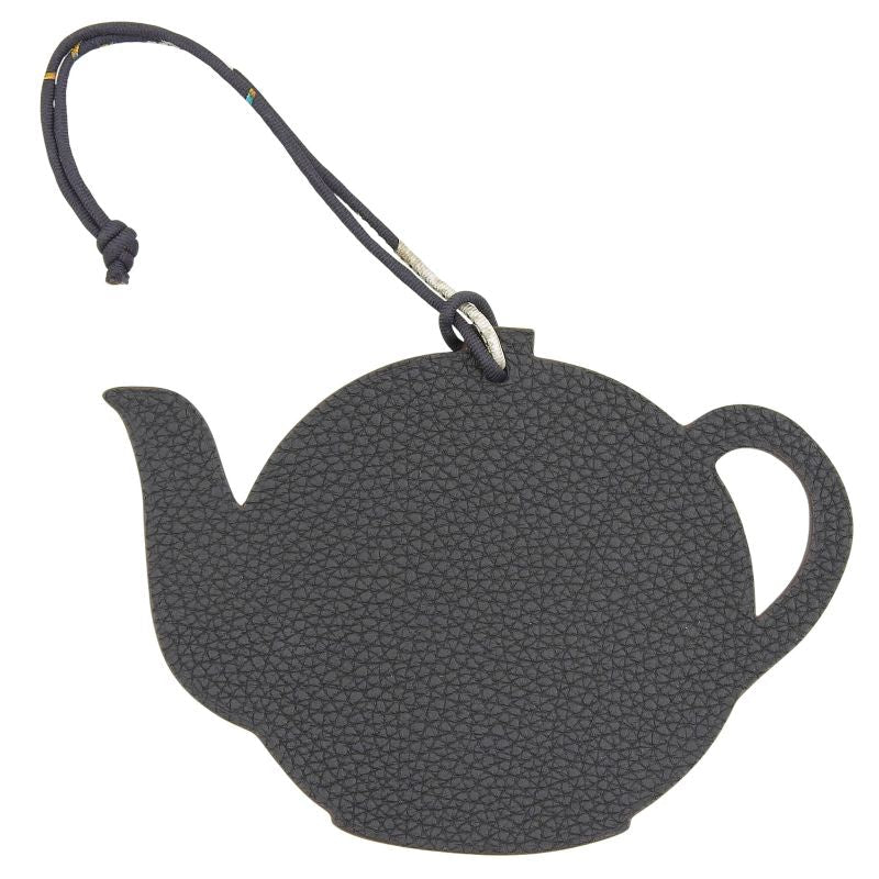 Hermes Petite Ash Teapot Leather Bag Charm Light Blue Black Bicolor — view 2