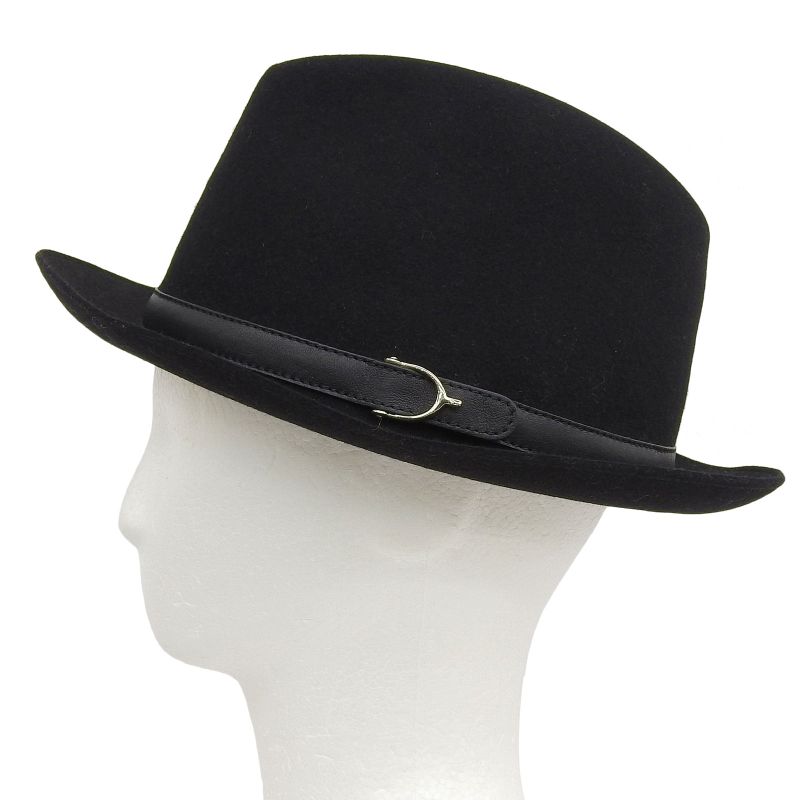 Gucci Rabbit 100% Leather Use Felt Hat Black Silver Hardware — view 6