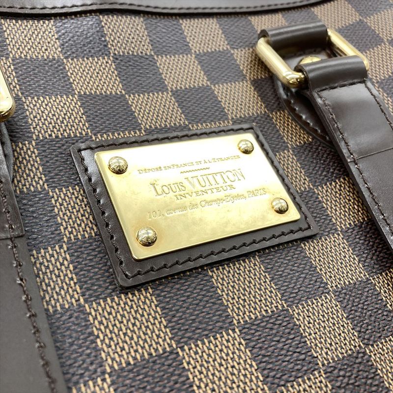 Louis Vuitton Hampstead PM Handbag Damier Ebene Brown Gold Hardware — view 7
