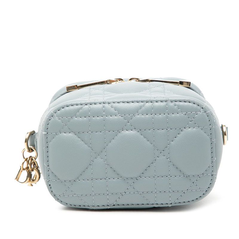 Dior Cannage Lady Micro Vanity Bag Shoulder 2way Light Blue Leather — view 3