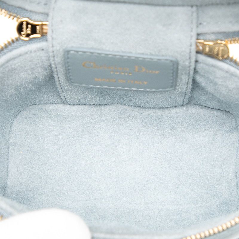 Dior Cannage Lady Micro Vanity Bag Shoulder 2way Light Blue Leather — view 4