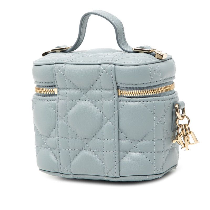 Dior Cannage Lady Micro Vanity Bag Shoulder 2way Light Blue Leather — view 2