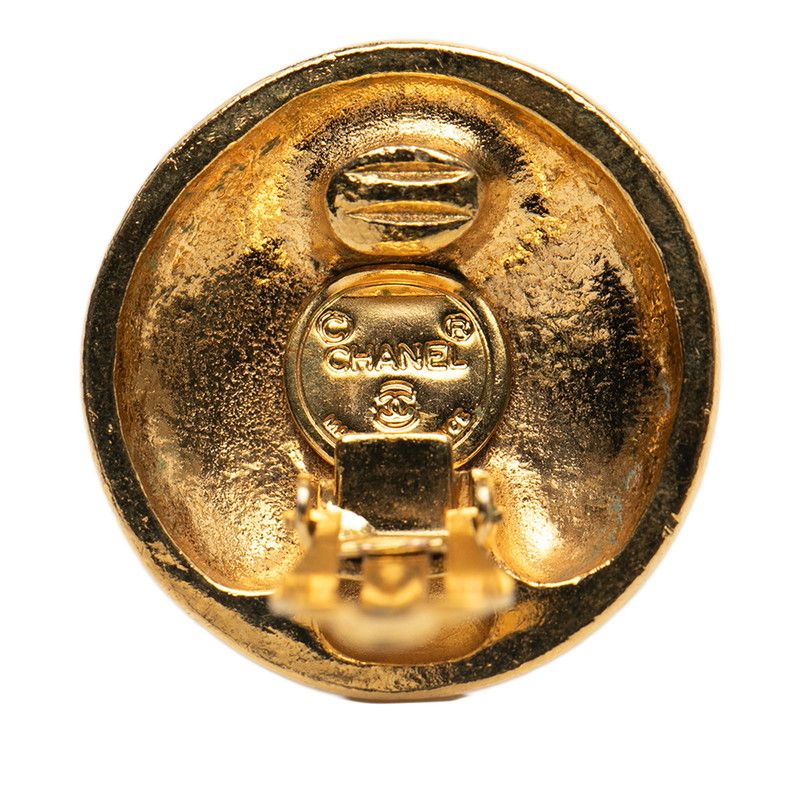 Chanel Logo Earrings Round Gold Plated — view 4
