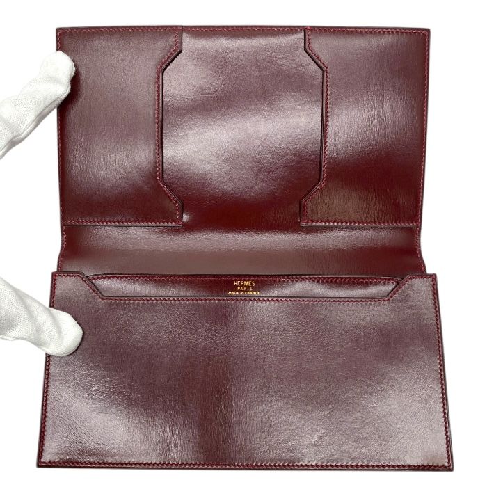 Hermes Bifold Card Case Pass Business Holder Billfold Box Calf — view 5