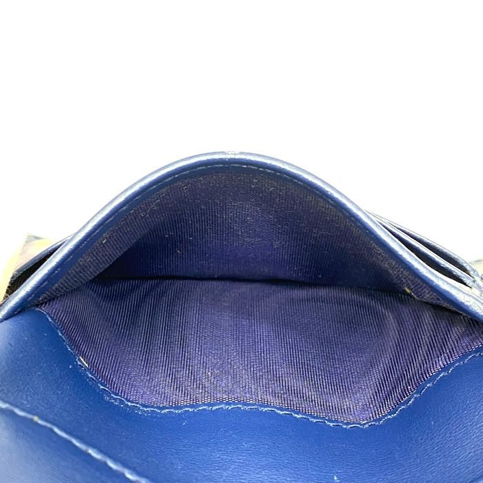 Prada Vitello Move Co Trifold Wallet Fold Leather Logo Gold Blue Bicolor — view 8