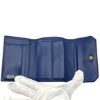 Prada Vitello Move Co Trifold Wallet Fold Leather Logo Gold Blue Bicolor — view 5