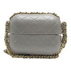 Chanel Airpods Case Quilted Chain Charm Lambskin Coco Mark Grey — view 2