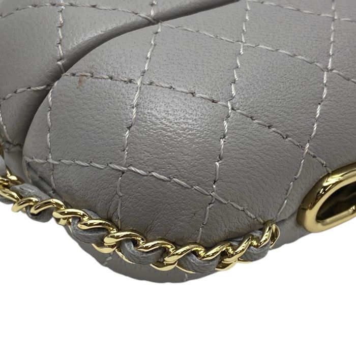 Chanel Airpods Case Quilted Chain Charm Lambskin Coco Mark Grey — view 3