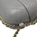 Chanel Airpods Case Quilted Chain Charm Lambskin Coco Mark Grey — view 4