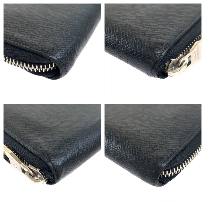 Louis Vuitton Taiga Zippy Wallet Vertical Ardoise Black Silver Hardware Leather — view 4