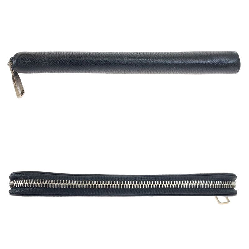 Louis Vuitton Taiga Zippy Wallet Vertical Ardoise Black Silver Hardware Leather — view 9