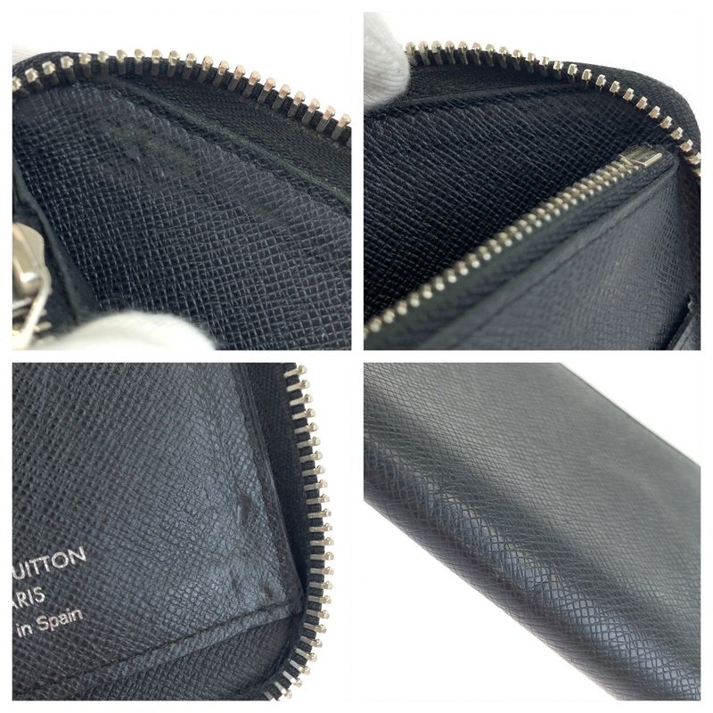 Louis Vuitton Taiga Zippy Wallet Vertical Ardoise Black Silver Hardware Leather — view 7