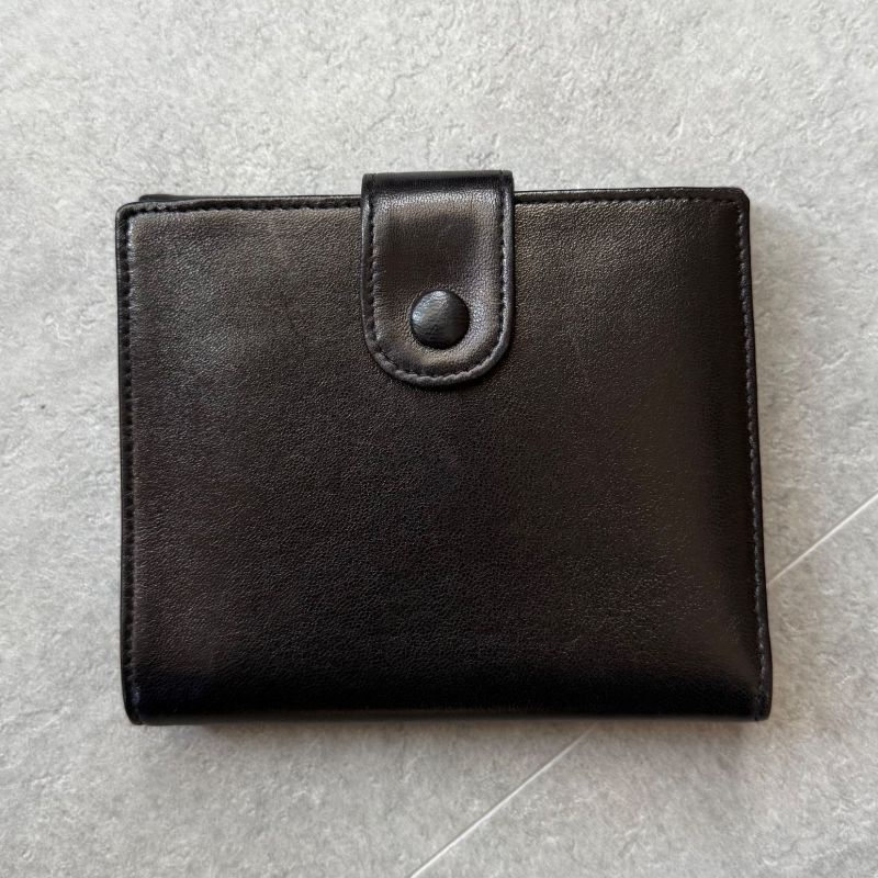 Chanel Coco W Hook Bifold Wallet Lamb Leather Black Compact — view 6