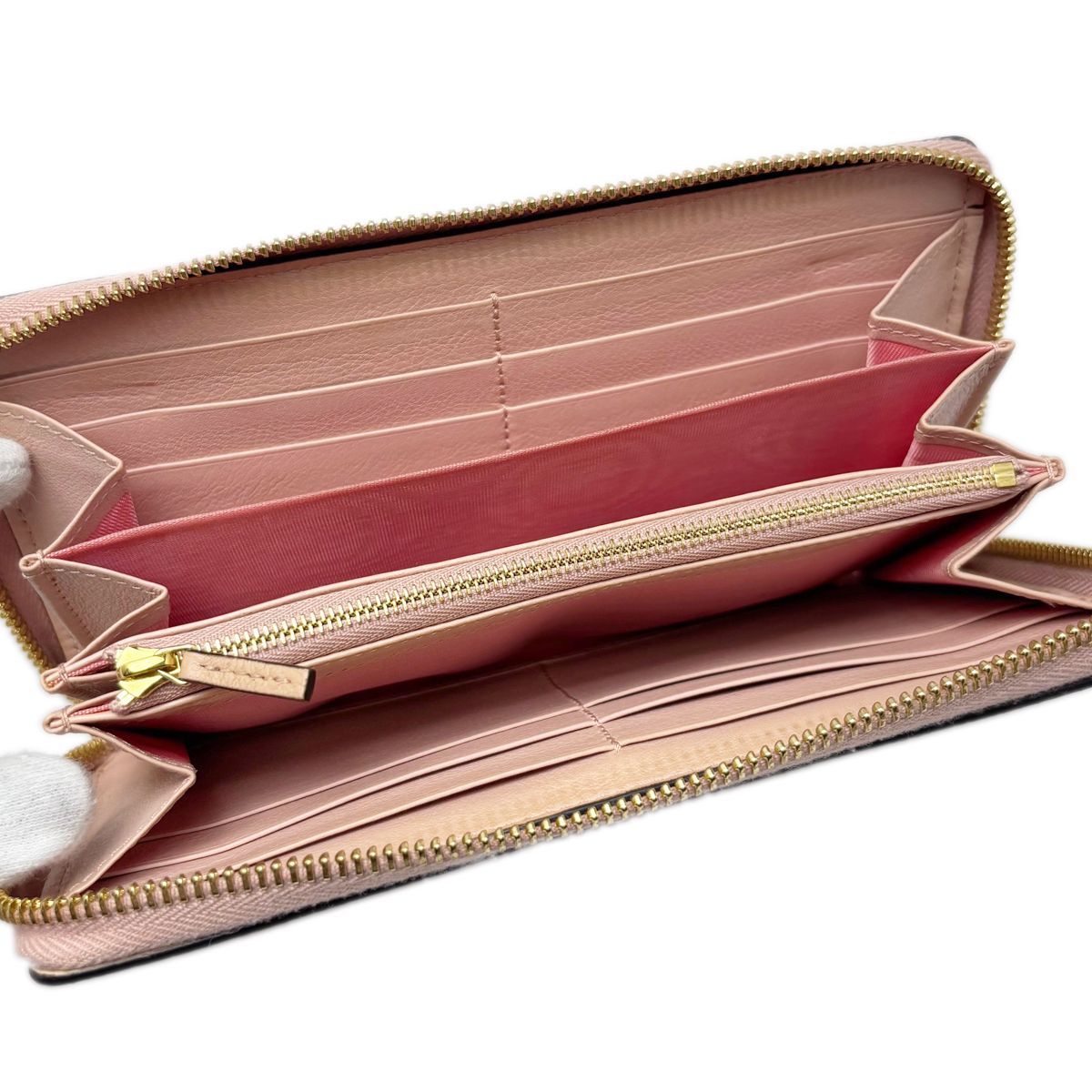 Gucci Wallet Pink GG Supreme Candy Cane Stripe Zip Around — view 8