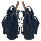 Gucci Vintage Bamboo Black Gold Hardware Suede 003 2852 0030 0 Backpack Daypack — view 7