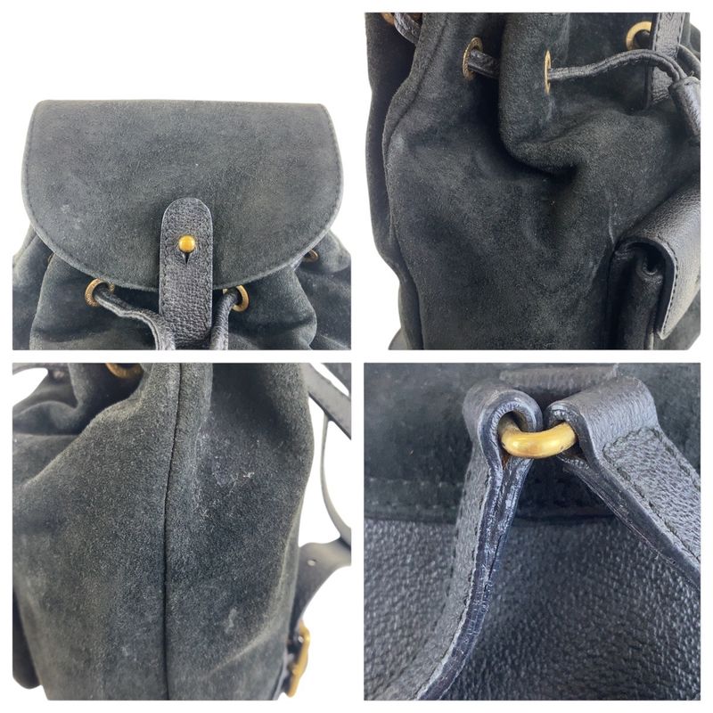 Gucci Vintage Bamboo Black Gold Hardware Suede 003 2852 0030 0 Backpack Daypack — view 5