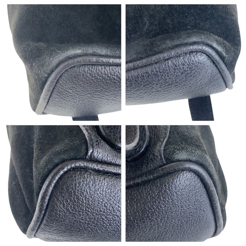 Gucci Vintage Bamboo Black Gold Hardware Suede 003 2852 0030 0 Backpack Daypack — view 3