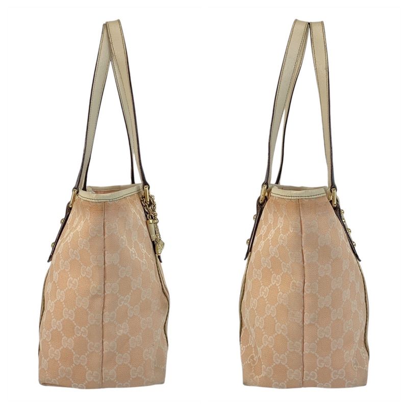 Gucci Sherry Line Pink Ivory GG Canvas Leather Tote Bag — view 8