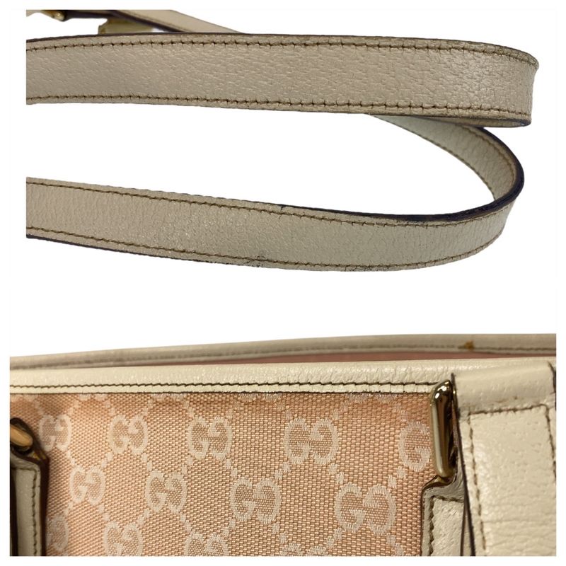 Gucci Sherry Line Pink Ivory GG Canvas Leather Tote Bag — view 6