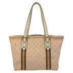 Gucci Sherry Line Pink Ivory GG Canvas Leather Tote Bag — view 2