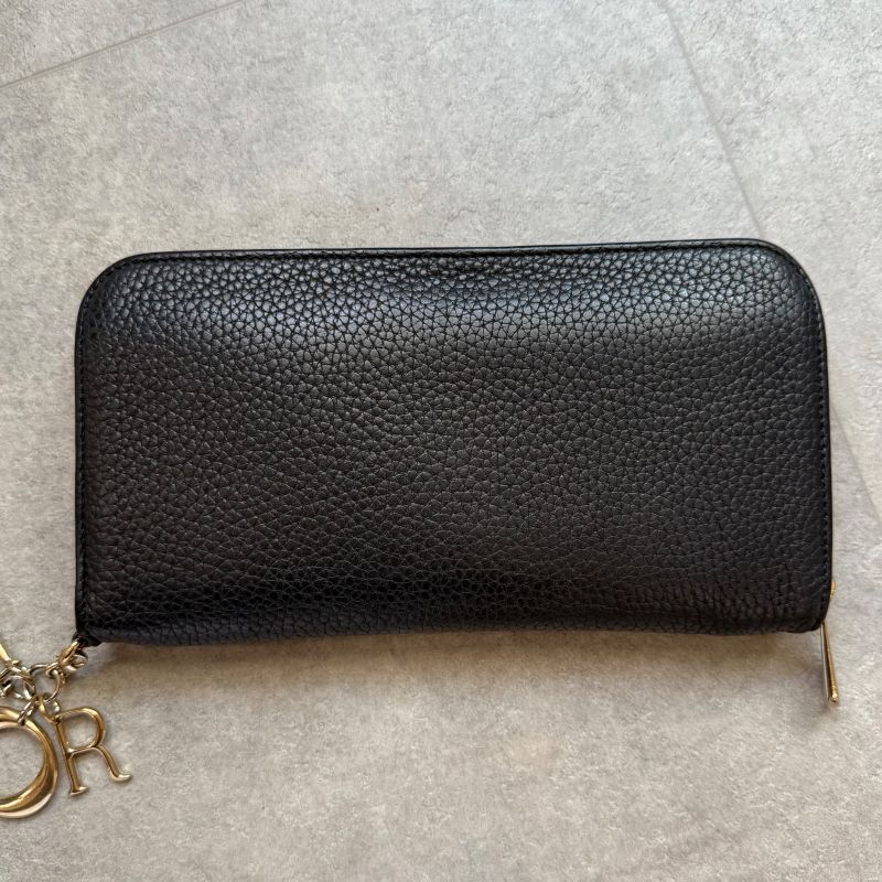 Christian Dior Iss Imo Round Zipper Long Wallet Zip Logo Charm Black Pink — view 5
