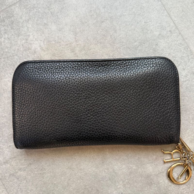 Christian Dior Iss Imo Round Zipper Long Wallet Zip Logo Charm Black Pink — view 6