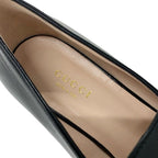 Gucci Loafer Leather Shoes Black Gold Double G GG Marmont — view 7