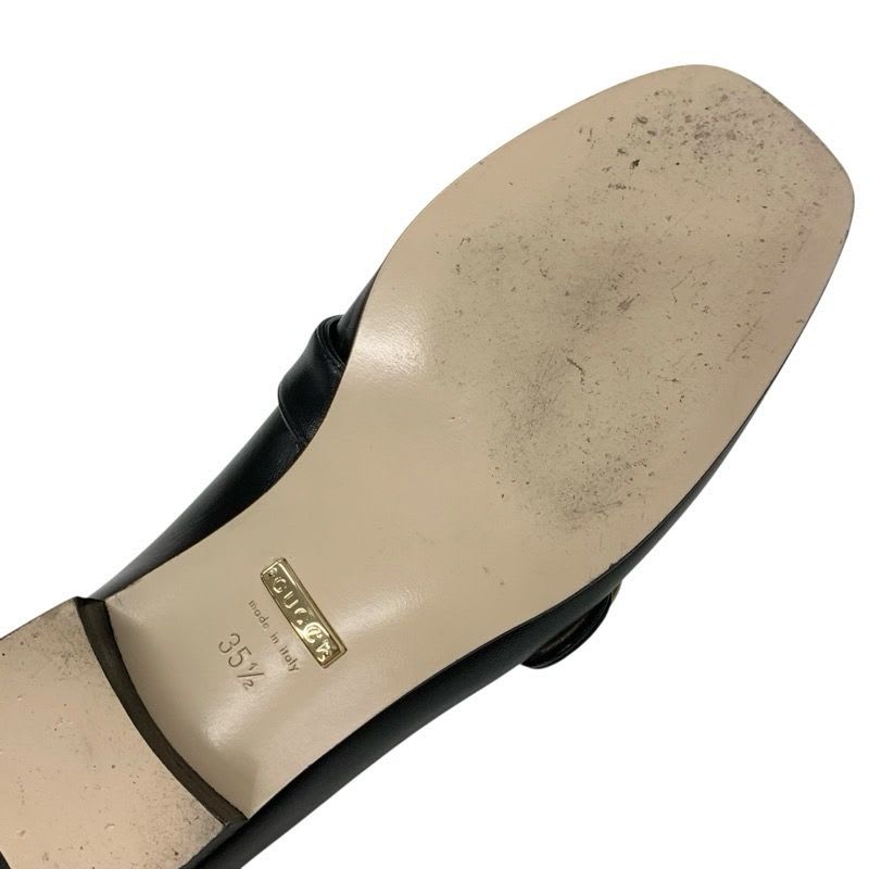 Gucci Loafer Leather Shoes Black Gold Double G GG Marmont — view 8