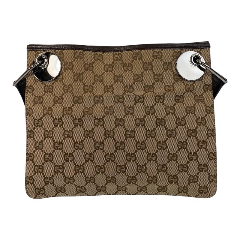 Gucci Beige Brown GG Canvas Leather Shoulder Bag Pochette — view 2