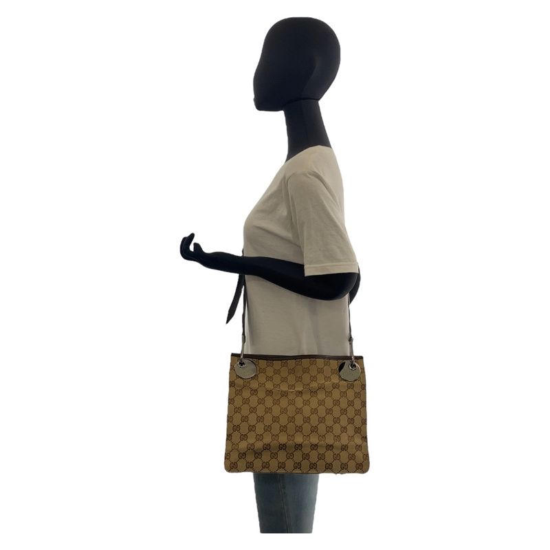 Gucci Beige Brown GG Canvas Leather Shoulder Bag Pochette — view 6