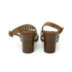 Hermes Romanza Sandals Shoes Leather Brown White Chaine D'ancre Strap — view 5