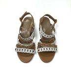 Hermes Romanza Sandals Shoes Leather Brown White Chaine D'ancre Strap — view 3