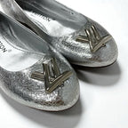 Louis Vuitton Flat Shoes Leather Silver Logo Ballet — view 9